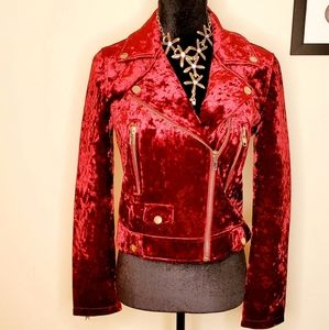 NWOT Moto Crushed Velvet Style Jacket, Size S